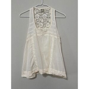 VTG Y2K Myth NYC Cream Boho Crochet Tank Women's Large Indie Sleaze 100% Cotton